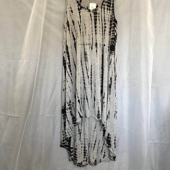 F21 Hi Lo Slouchy Black Grey Tie Die Dress Shirt - Picture 8 of 8